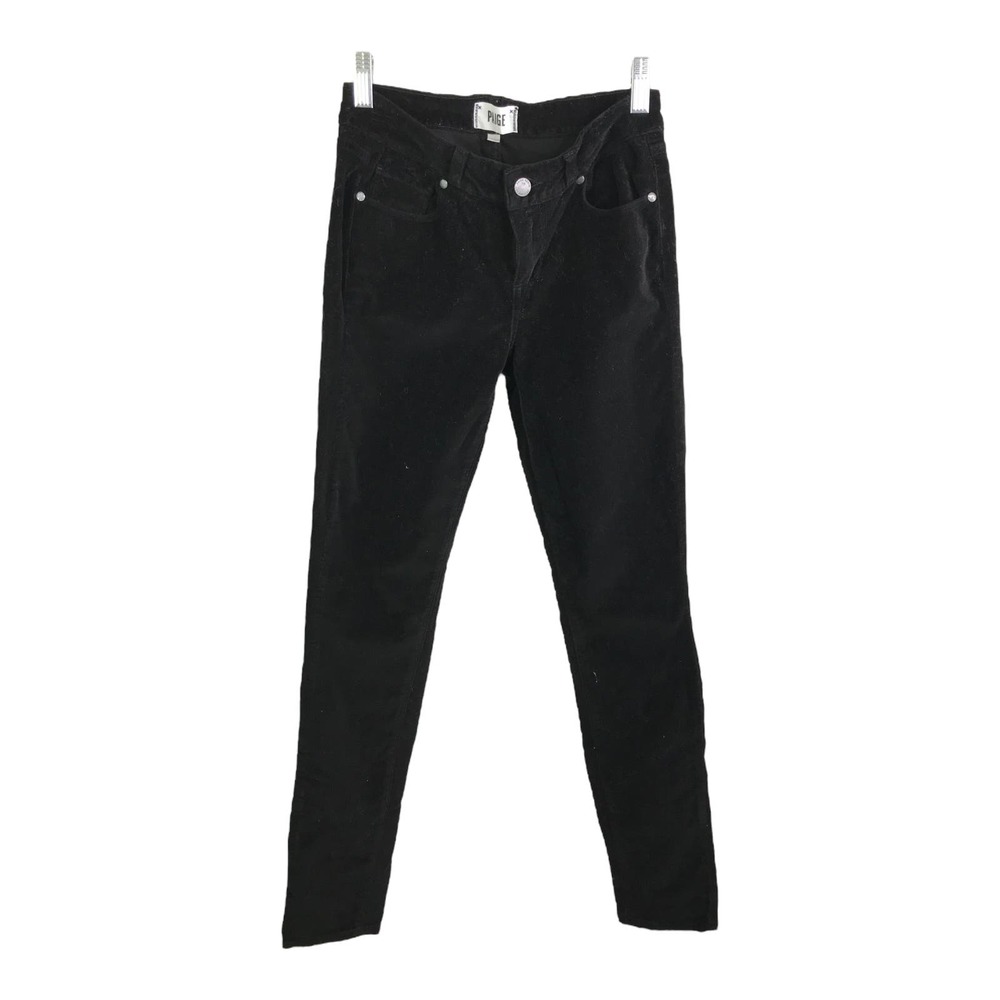 PAIGE Women's Verdugo Ultra Skinny Jeans Black Cotton Low-Rise Dark‎ Wash Sz 26